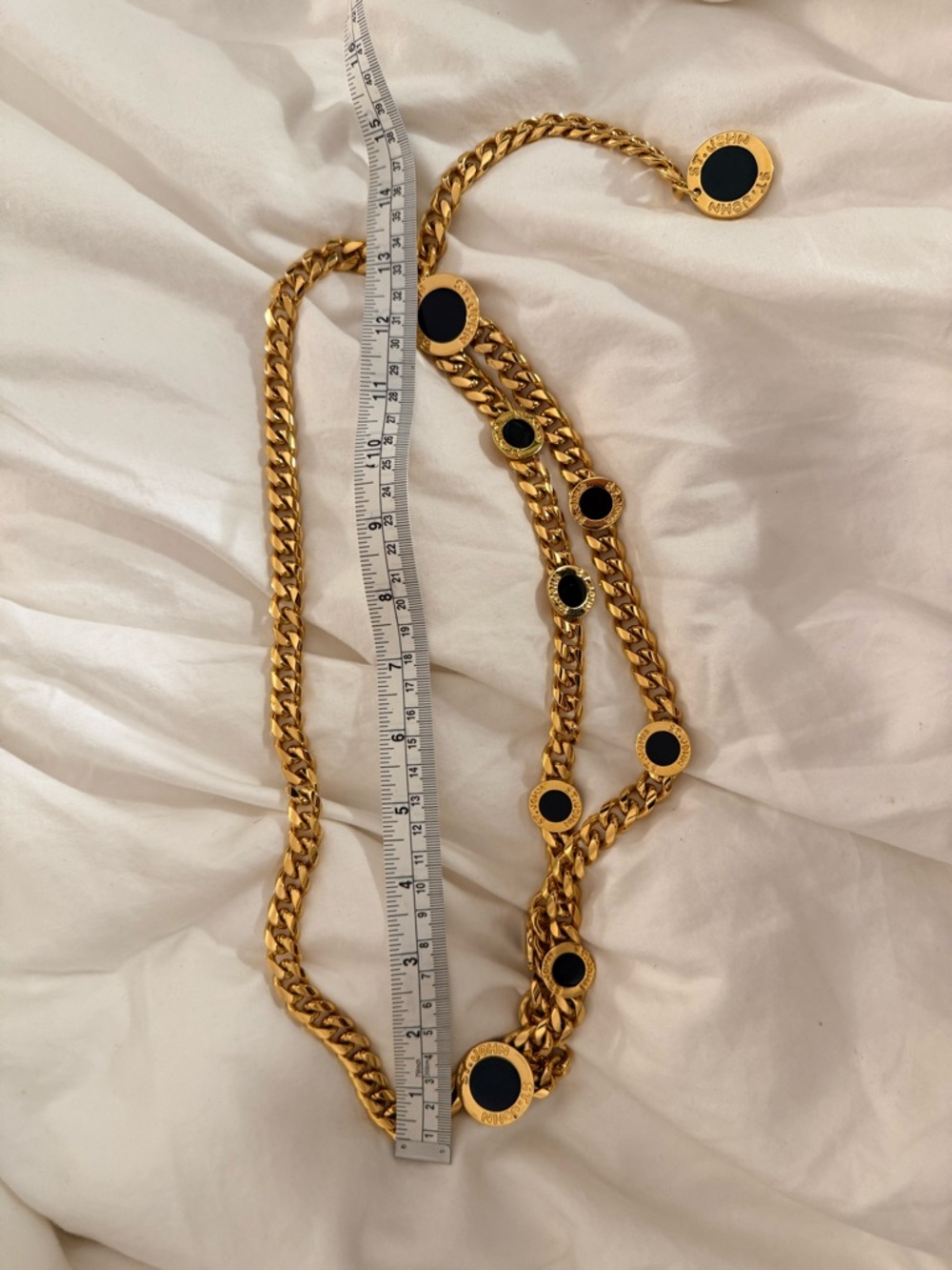 St. John Vintage Couture Belt - Gold with Black Enamel Medallions from 1990's - Picture 7 of 11